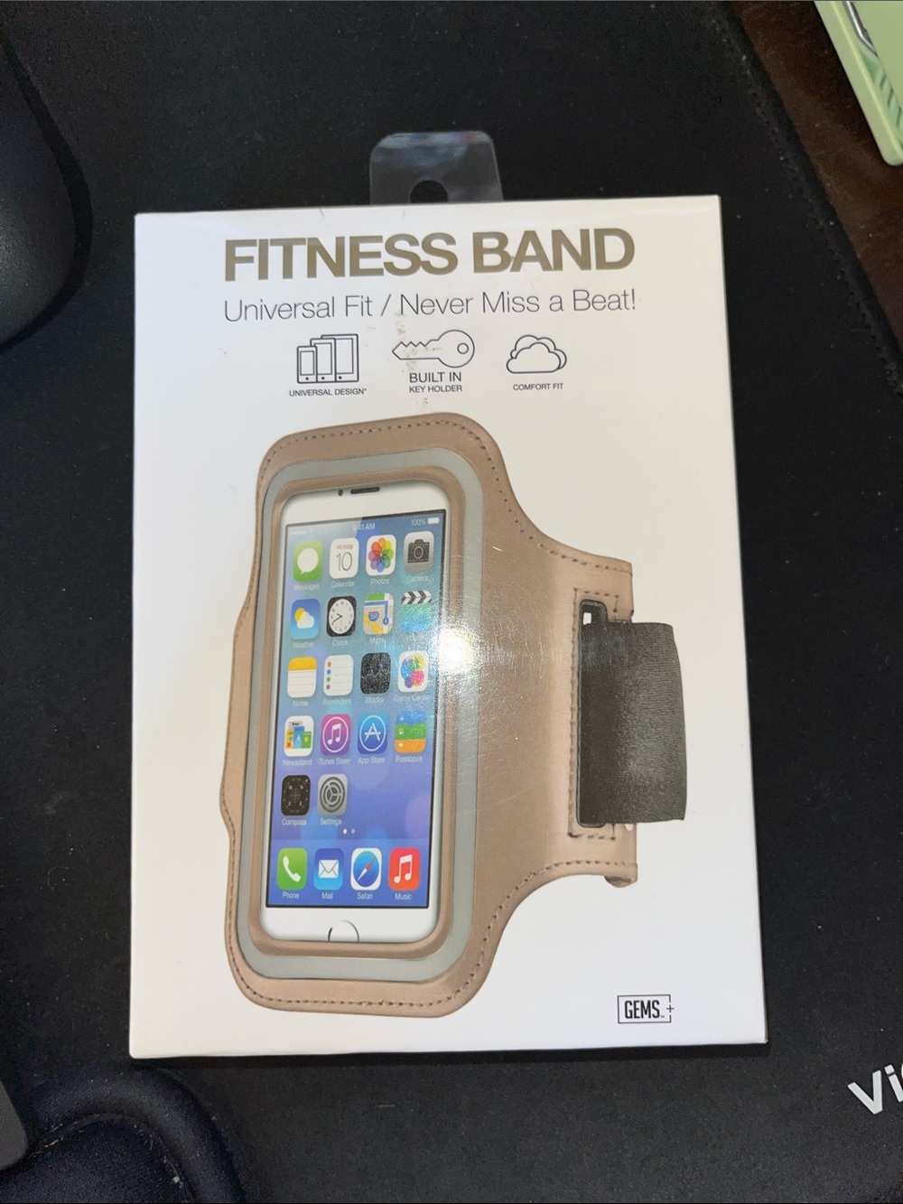 Fitness Band Armband by GEMS - Tan with Black Accents